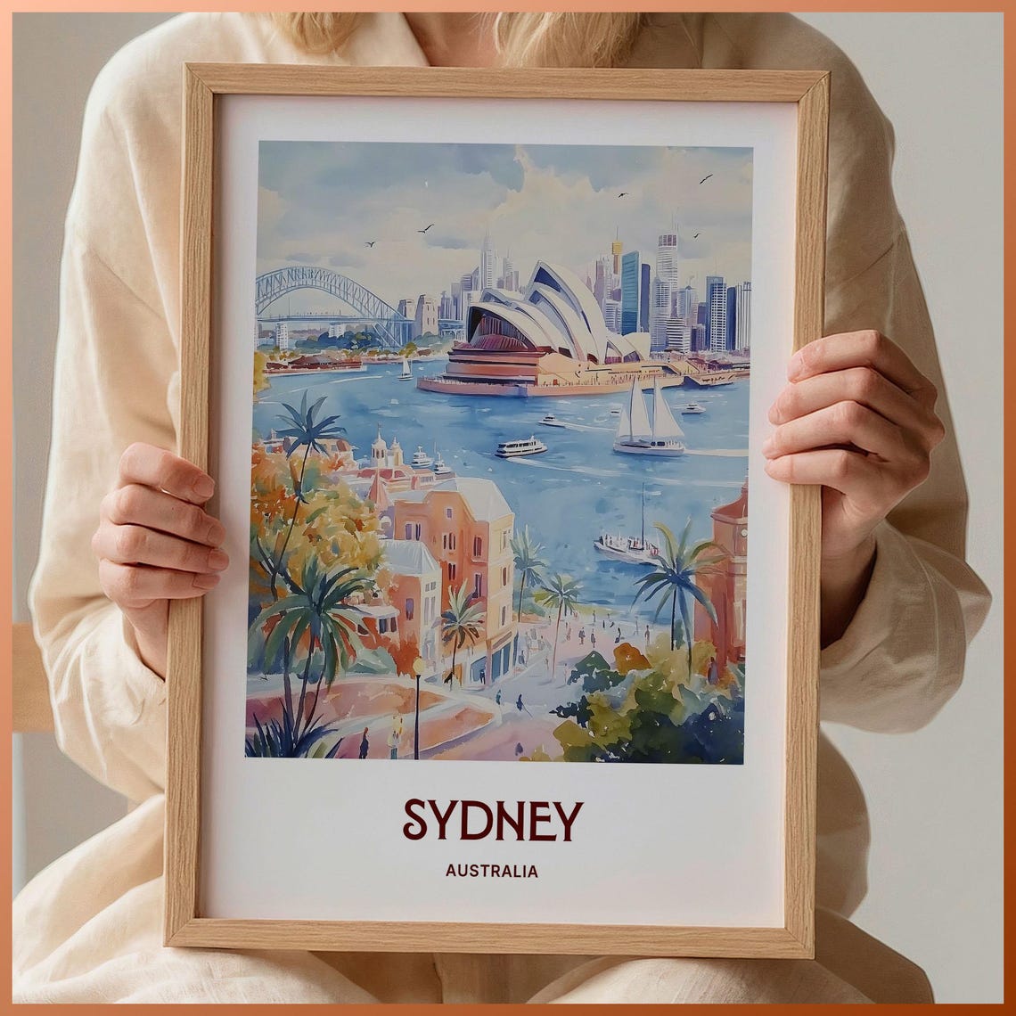Sydney Australia Opera House Harbour Bridge Water Art Poster