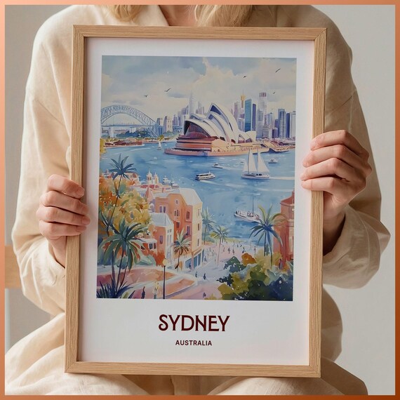 Sydney Australia Opera House Harbour Bridge Water Art Poster