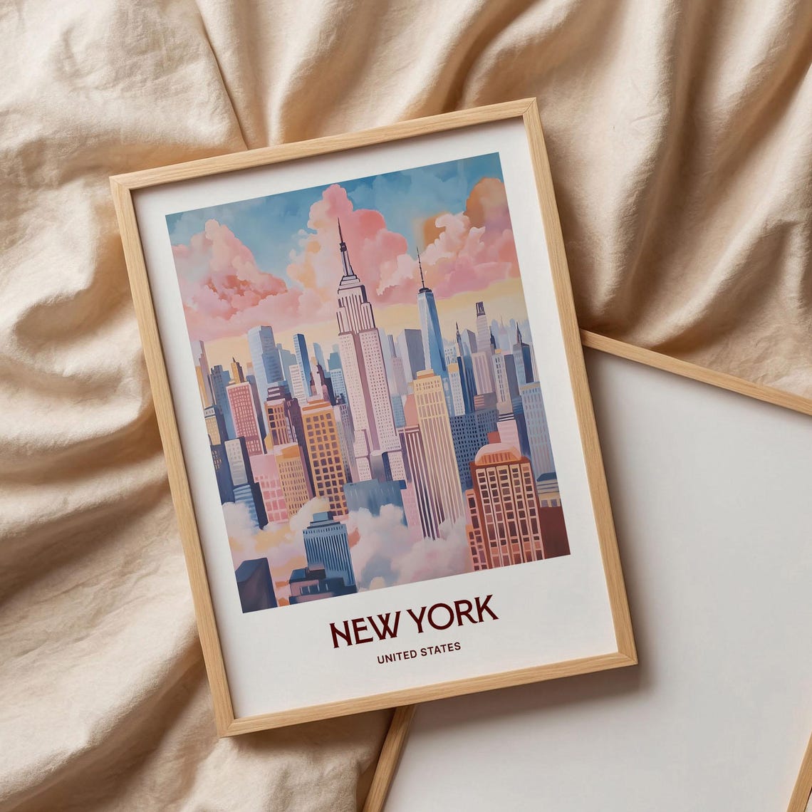 New York City Manhattan Empire State Skyline Travel Art Poster - Image 3
