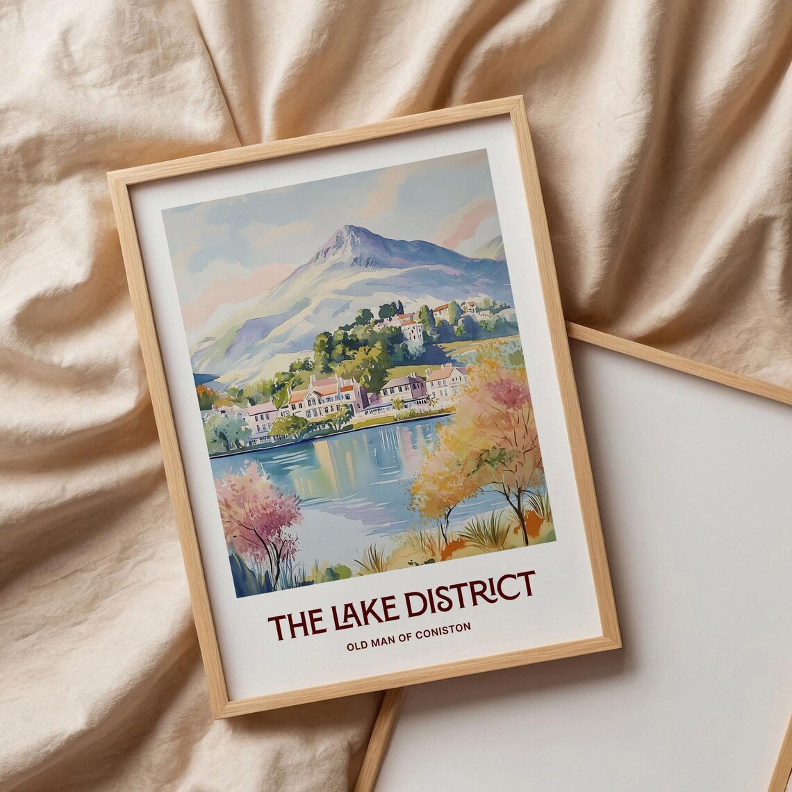 Lake District Old Man Of Coniston Fell Watercolor Travel Poster - Image 3