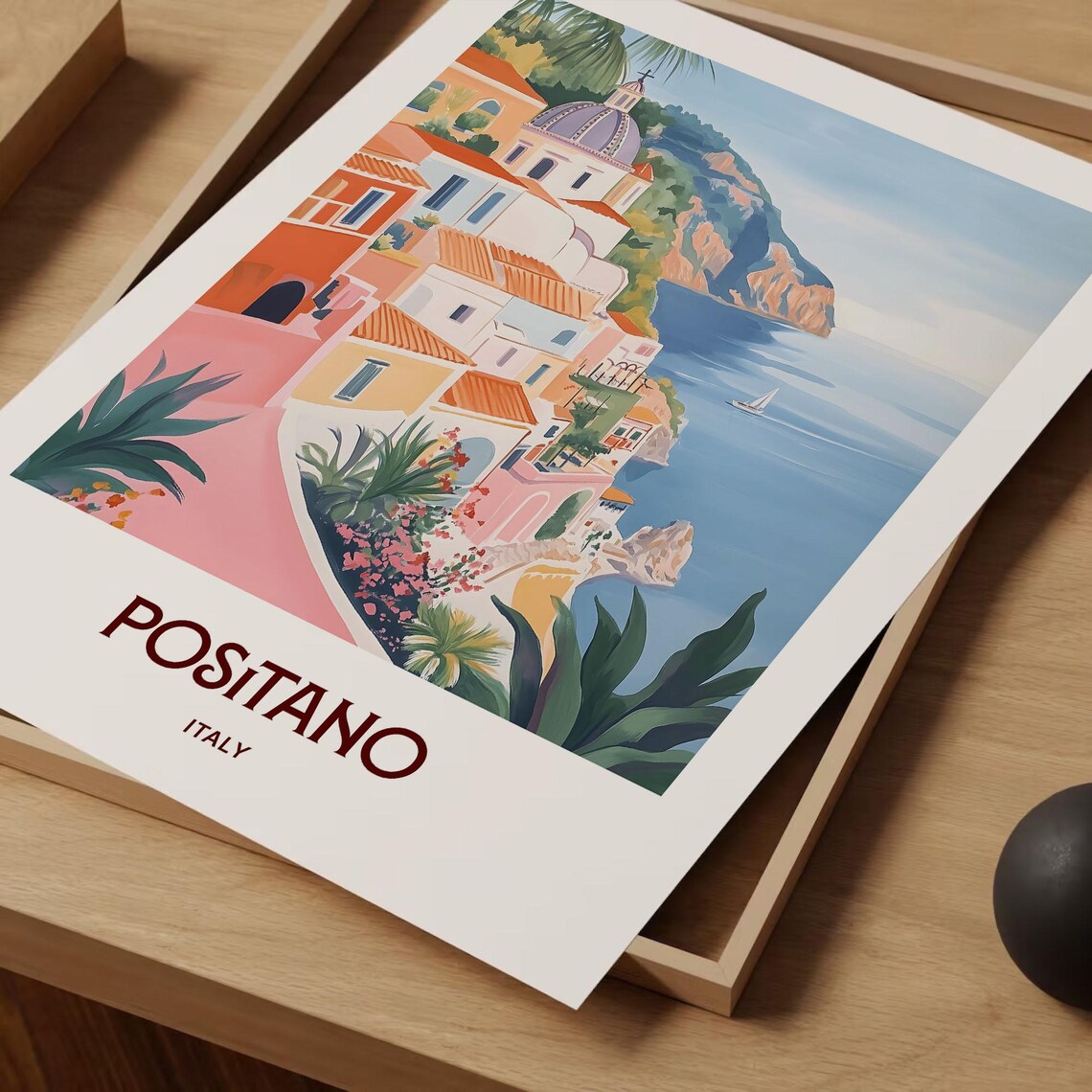 Positano Italy Amalfi Coast Cliffside Village Sparkling Sea Poster - Image 2