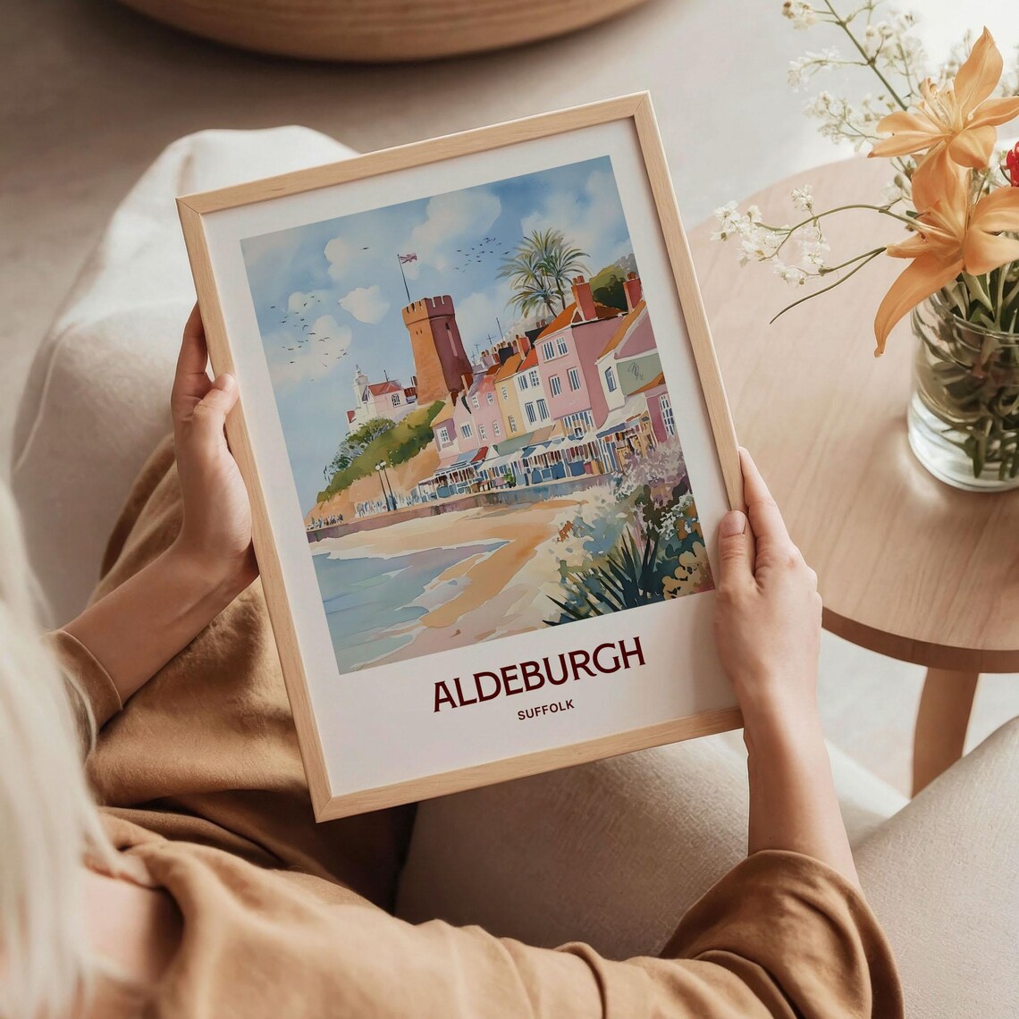 Aldeburgh Suffolk Seaside Town Martello Tower Watercolor Beach Poster - Image 5