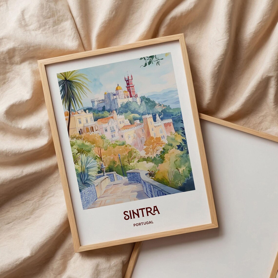 Sintra Portugal Pena Palace Hilltop Watercolor Travel Poster - Image 3