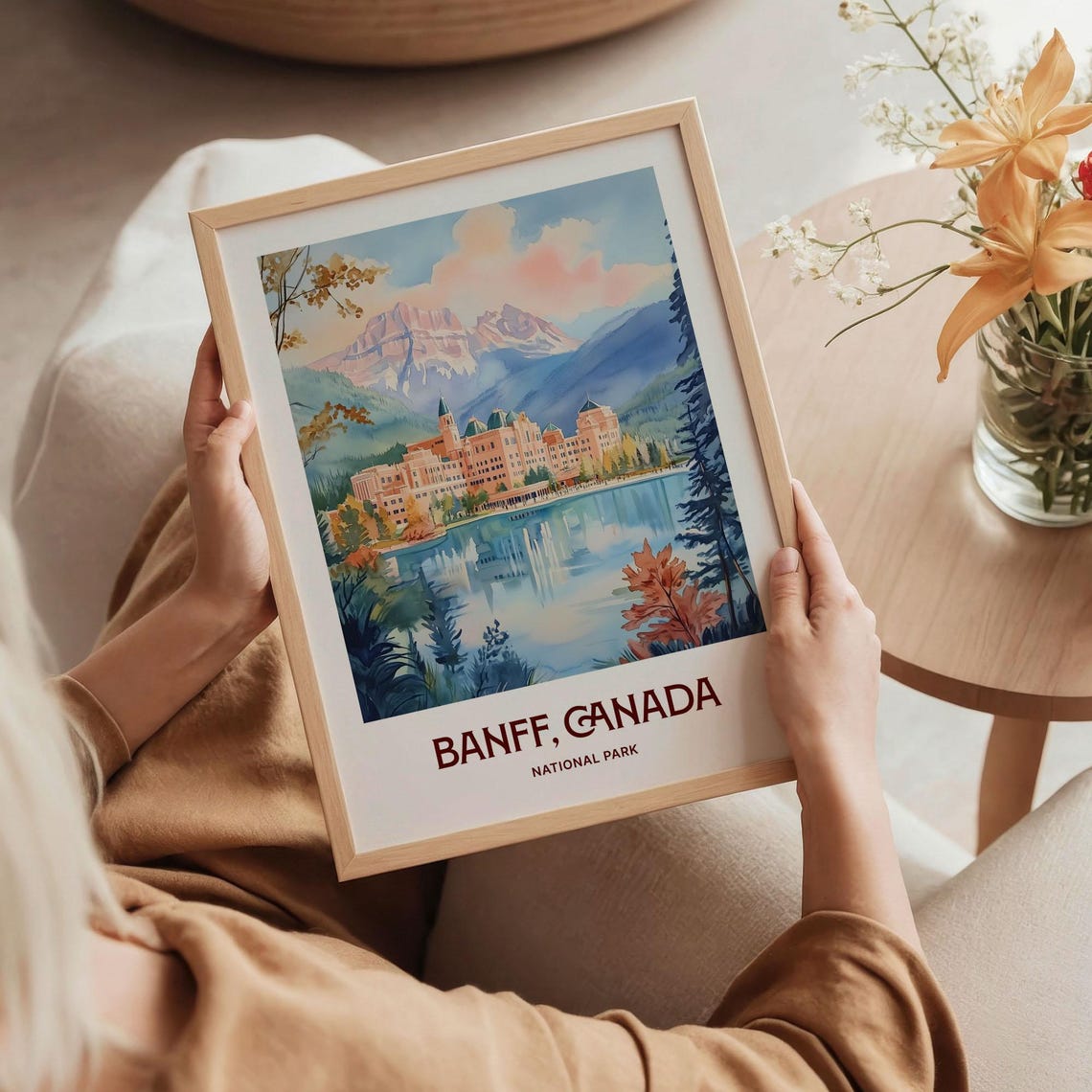 Banff Canada National Park Chateau Mountain Lake View Art Poster - Image 5