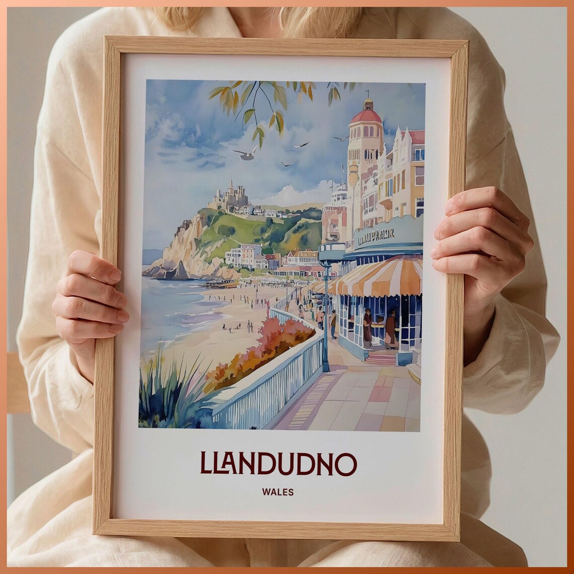 Llandudno Wales Beach Town Victorian Promenade Travel Poster
