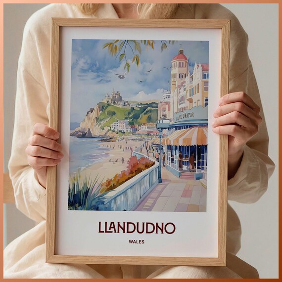 Llandudno Wales Beach Town Victorian Promenade Travel Poster