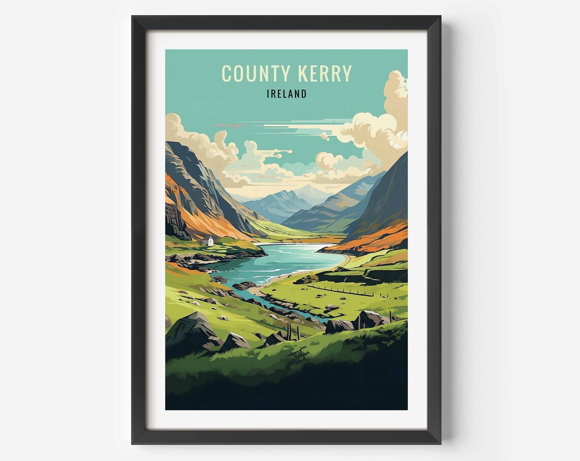 County Kerry Ireland Illustration Travel Poster Print