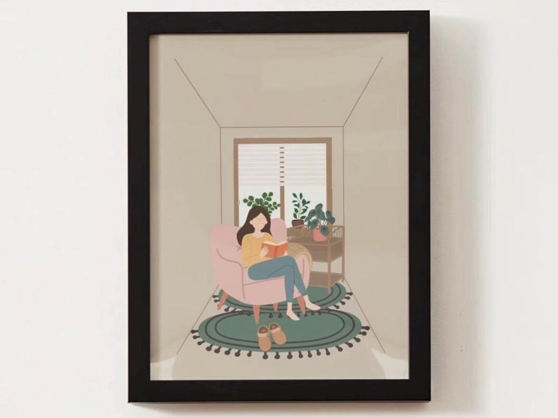 Cozy Reader, Woman Reading Office Decor