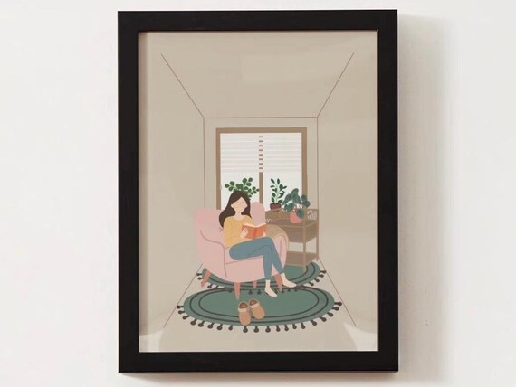 Cozy Reader, Woman Reading Office Decor
