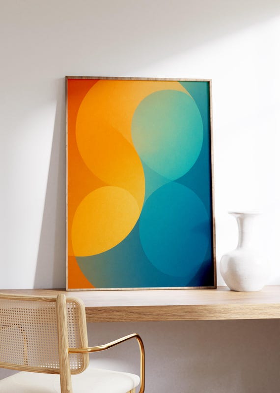 Color Balance Wall Art Print Warm Cool Contrastmodern Circle Artgradient Abstract Flowbold Geometric Shapesvibrant Energy Decor