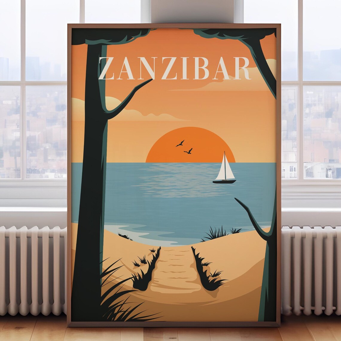 Retro Zanzibar Travel Poster, Zanzibar Art Print