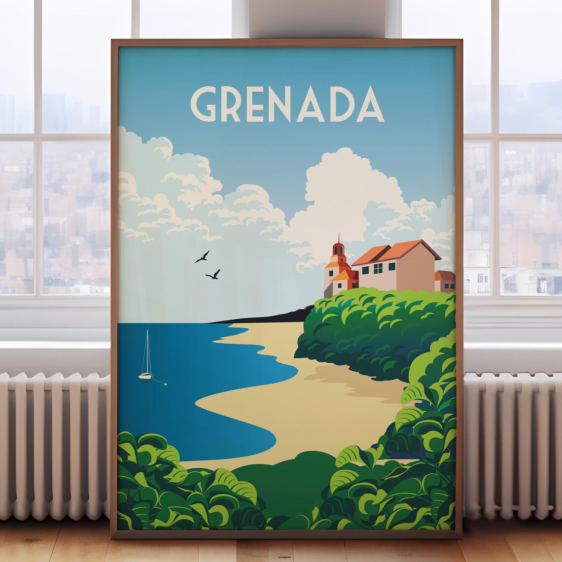 Grenada Travel Poster, Caribbean Island Wall Art Print