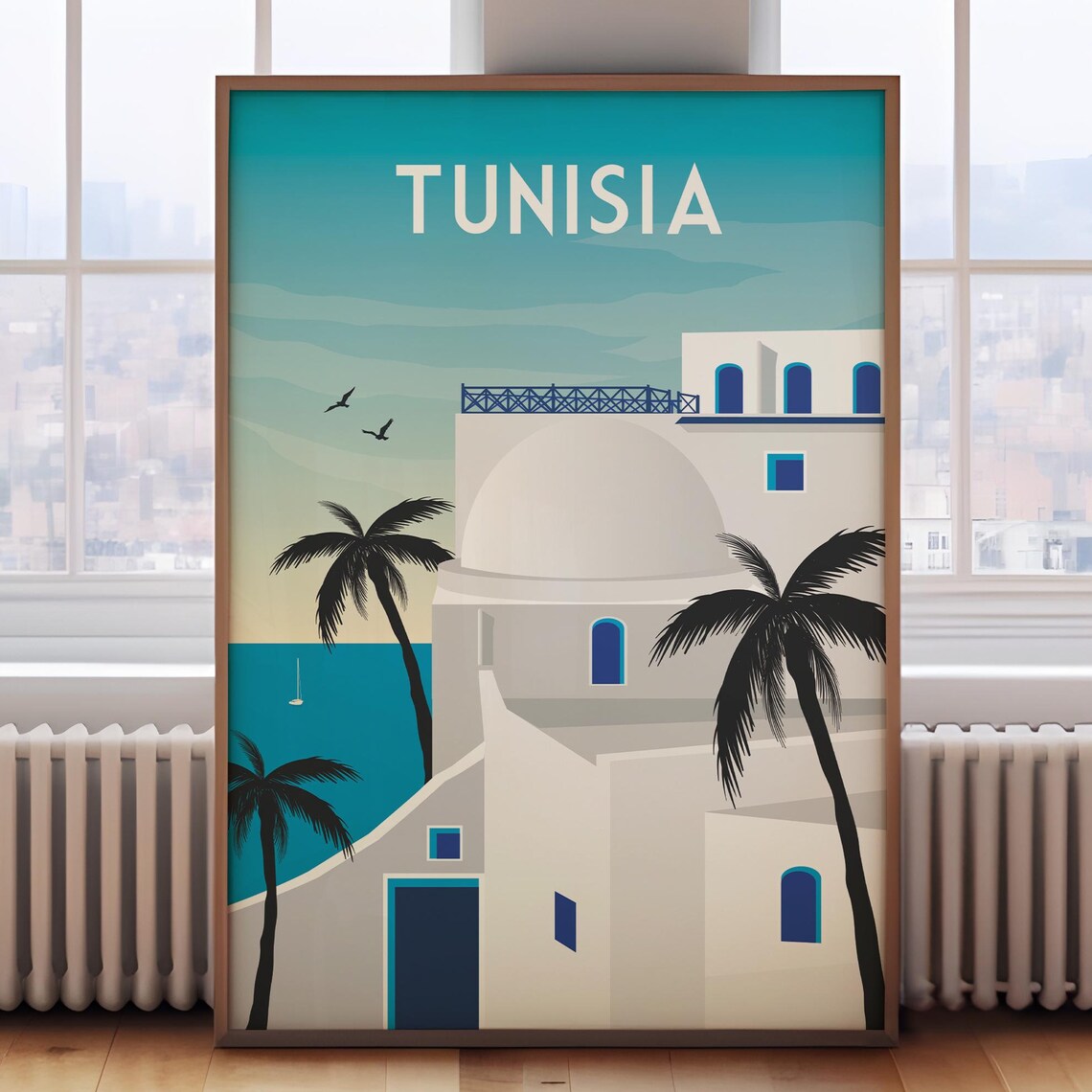 Tunisia Travel Poster, Retro Wall Art Print