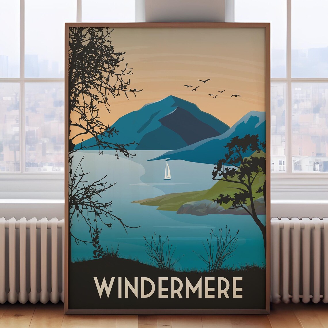 Windermere Lake District Retro Travel Poster