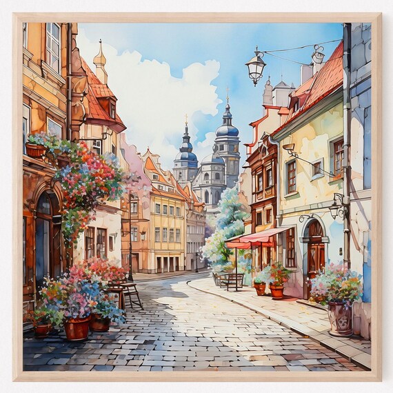 Prague Retro Travel Poster Art Print