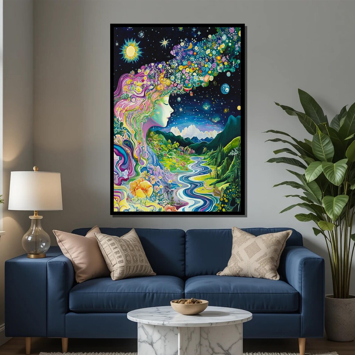 Fantasy Nature Goddess Painting, Surreal Landscape Art - Image 2