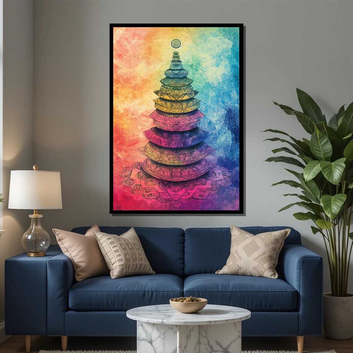 Rainbow Balance Tower Chakra Energy Wall Art Vibrant Memory Print Spiritual Home Decor Unique Gift - Image 2