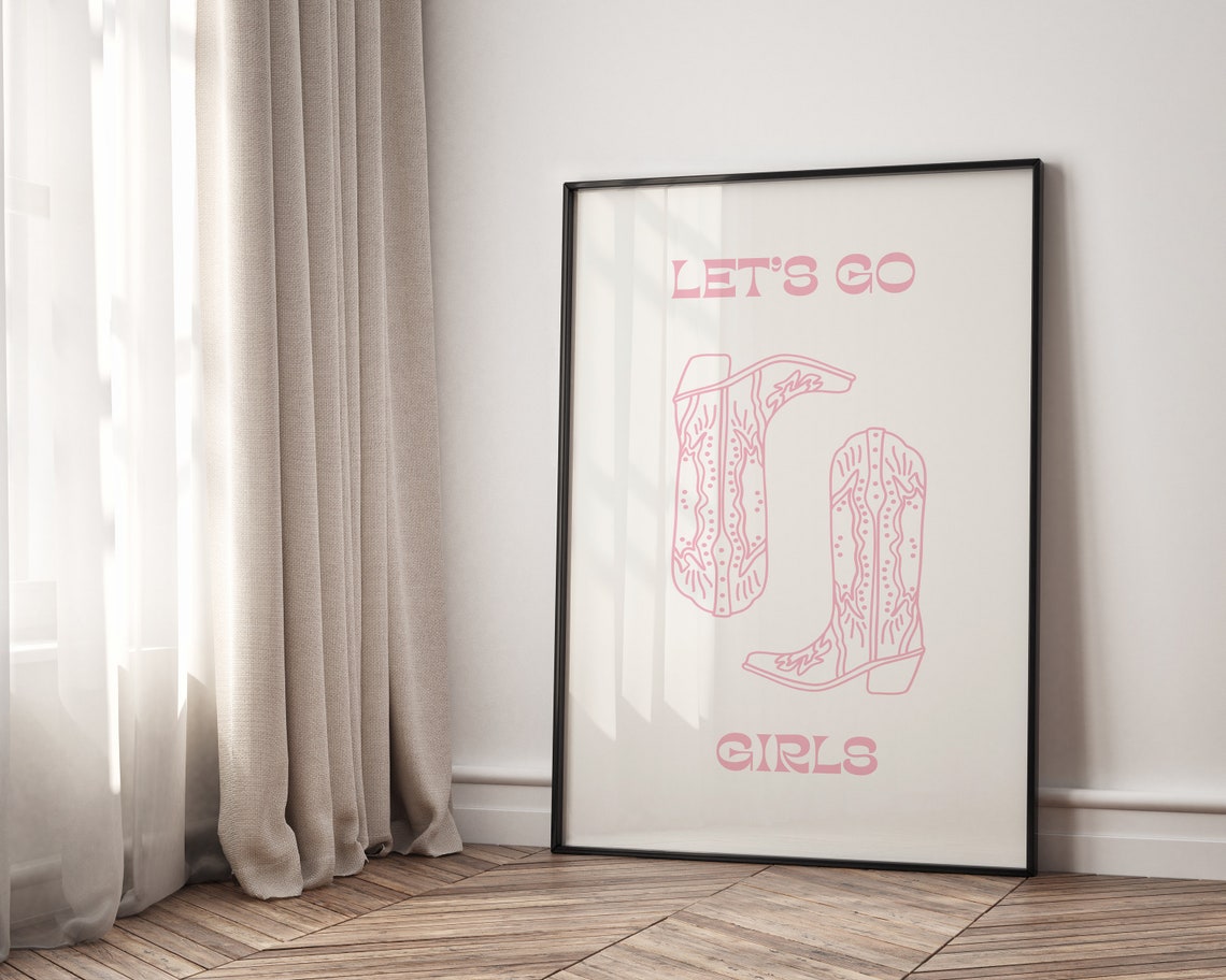 Lets Go Girls Disco Cowgirl Boots Bar Cart Art Preppy Dorm Decor Girly Wall Art Teen Girl Room Decor Wall Art Bachelorette Decor Country - Image 7