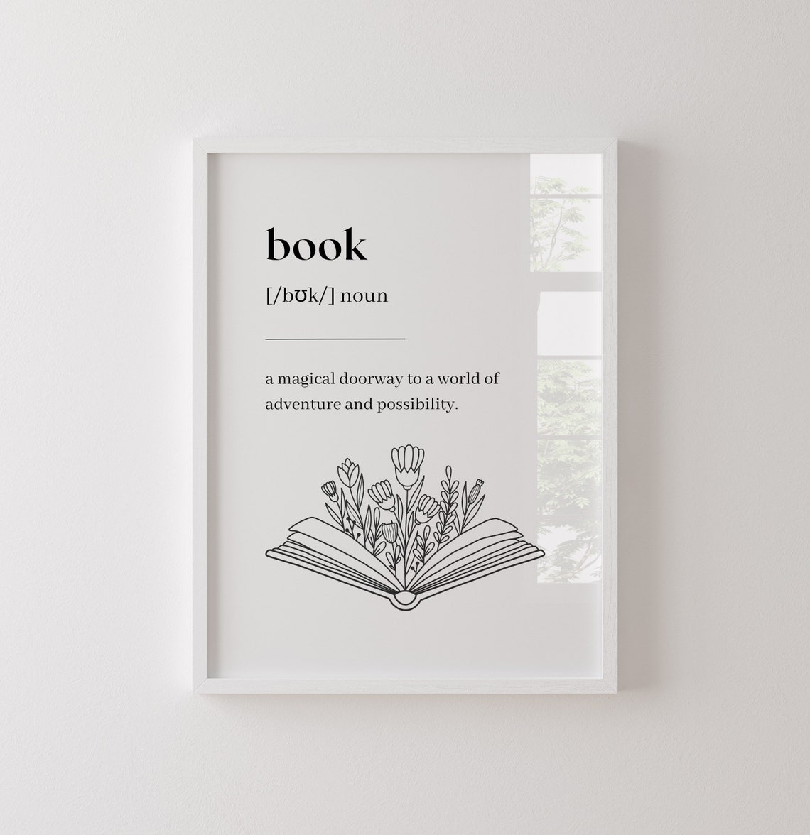 Book Definition Magical Doorway Line Art Reading Typography Poster