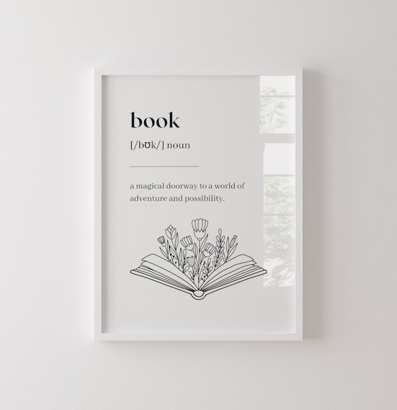 Book Definition Magical Doorway Line Art Reading Typography Poster