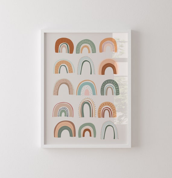 Boho Rainbow Print Rainbow Print Neutral Wall Art Boho Rainbow Art Boho Decor Bohemian Wall Print