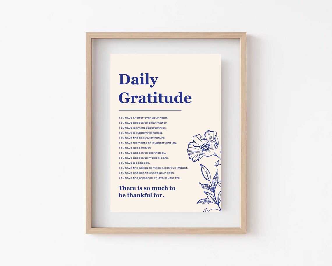 Daily Gratitude Botanical Thankful List Minimalist Quote Poster - Image 4