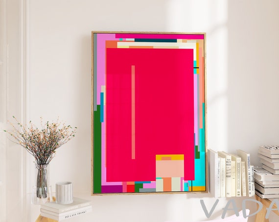 Colorful Abstract Art Bright Geometric Magenta Abstract Painting Wall Art Modern Instant Wall Decor