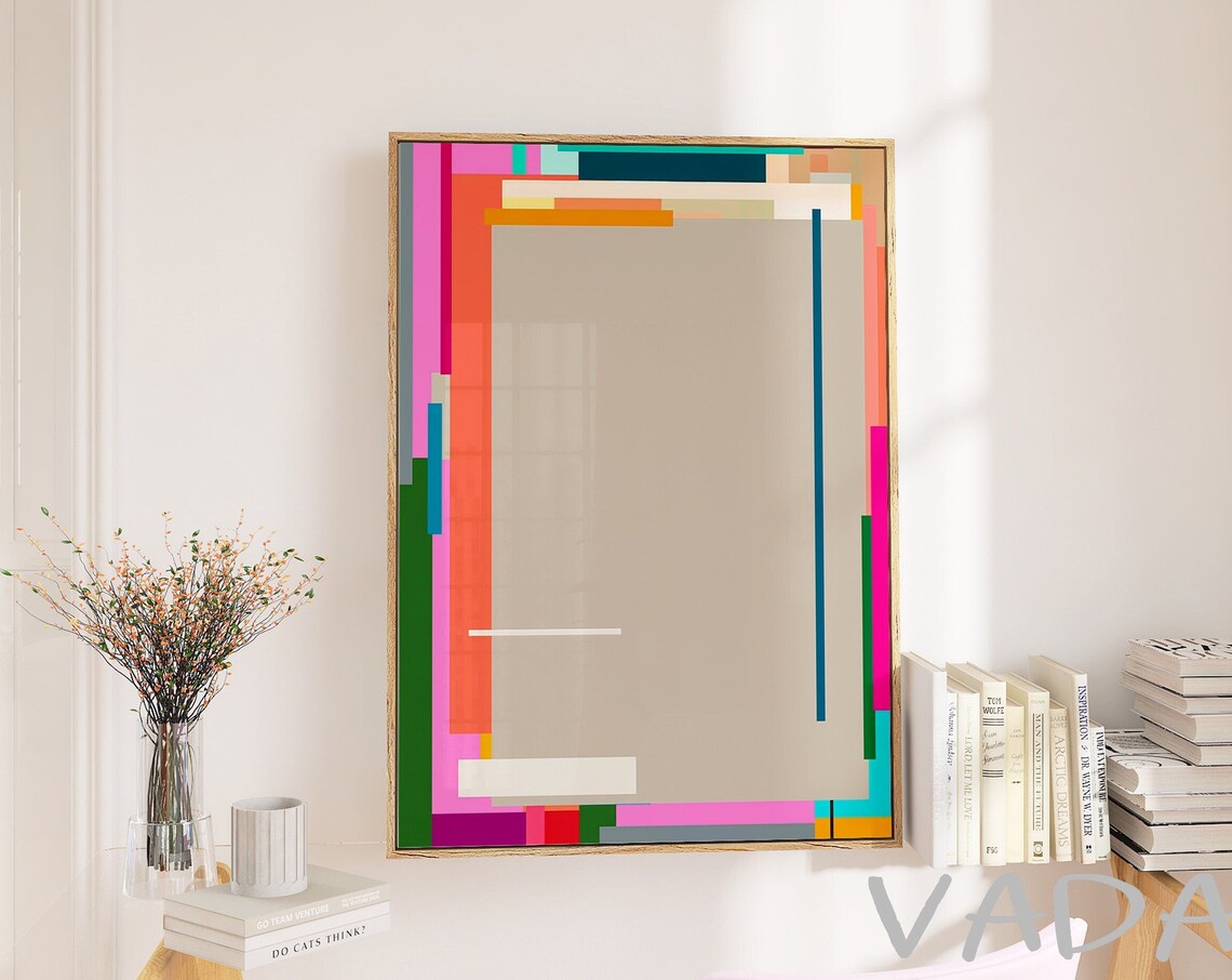 Beige Multicolor Abstract Art Scandinavian Wall Art Abstract Painting Modern Instant Wall Decor