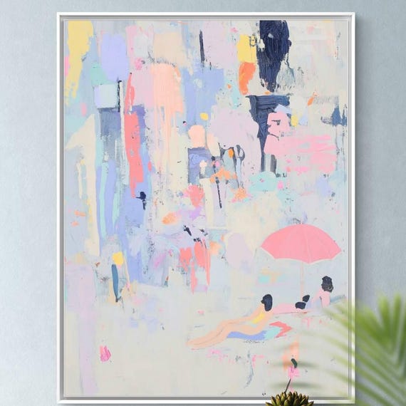 Colorful Abstract Beach Print Modern Living Room Wall Art