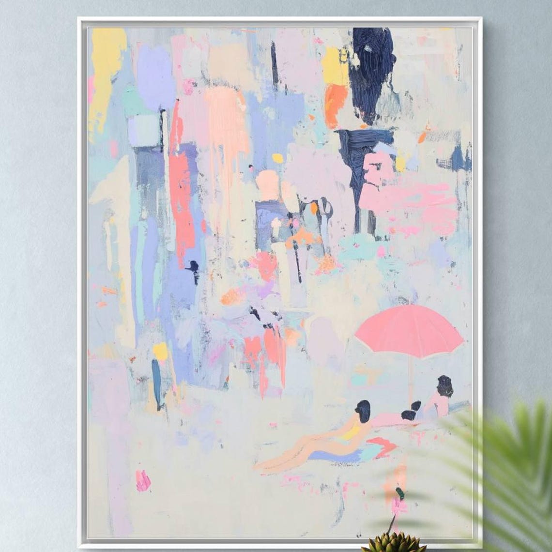 Colorful Abstract Beach Print Modern Living Room Wall Art
