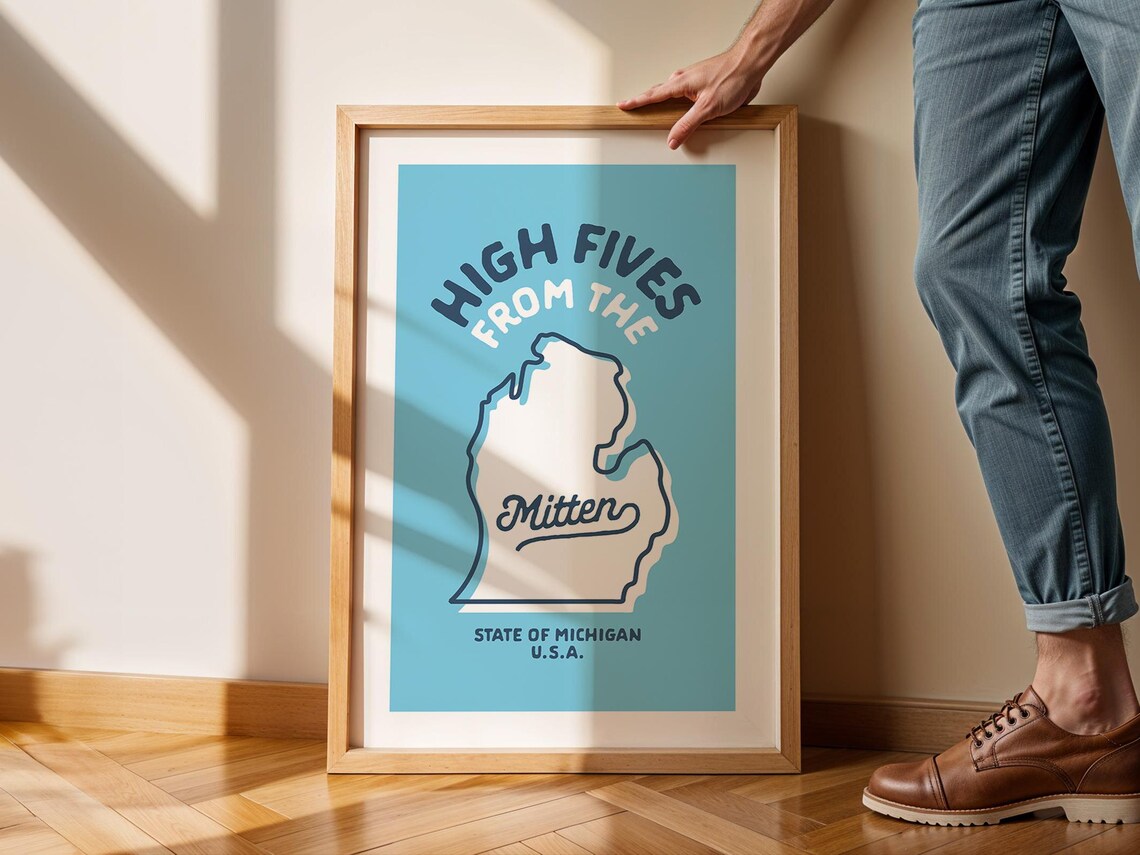 Michigan Retro Travel Poster, Outdoorsy Wall Decor - Image 3