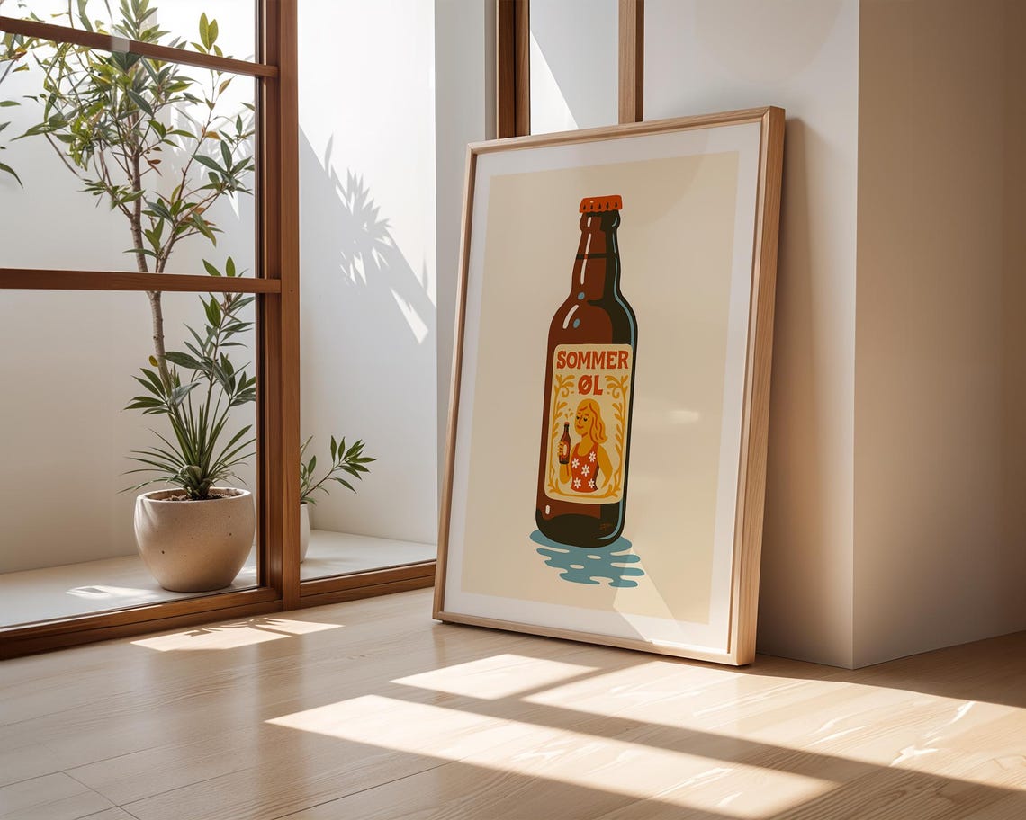 Beer Bottle Illustration, Modern Kitchen Decor - Image 4