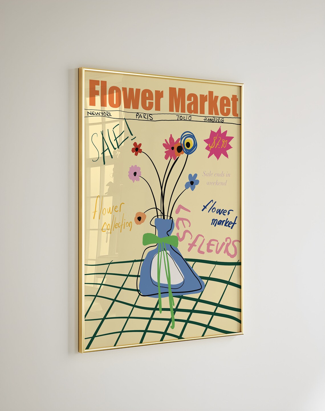 Playful Flower Market Bold Typography Flower Vase Sale Poster - Image 3