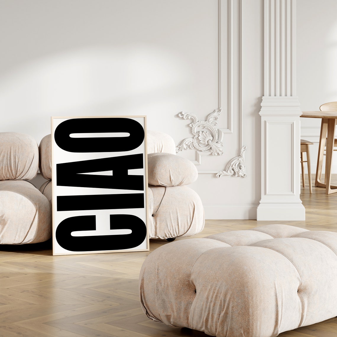 Ciao Black Oversized Vertical Typography Italian Quote Poster - Image 2