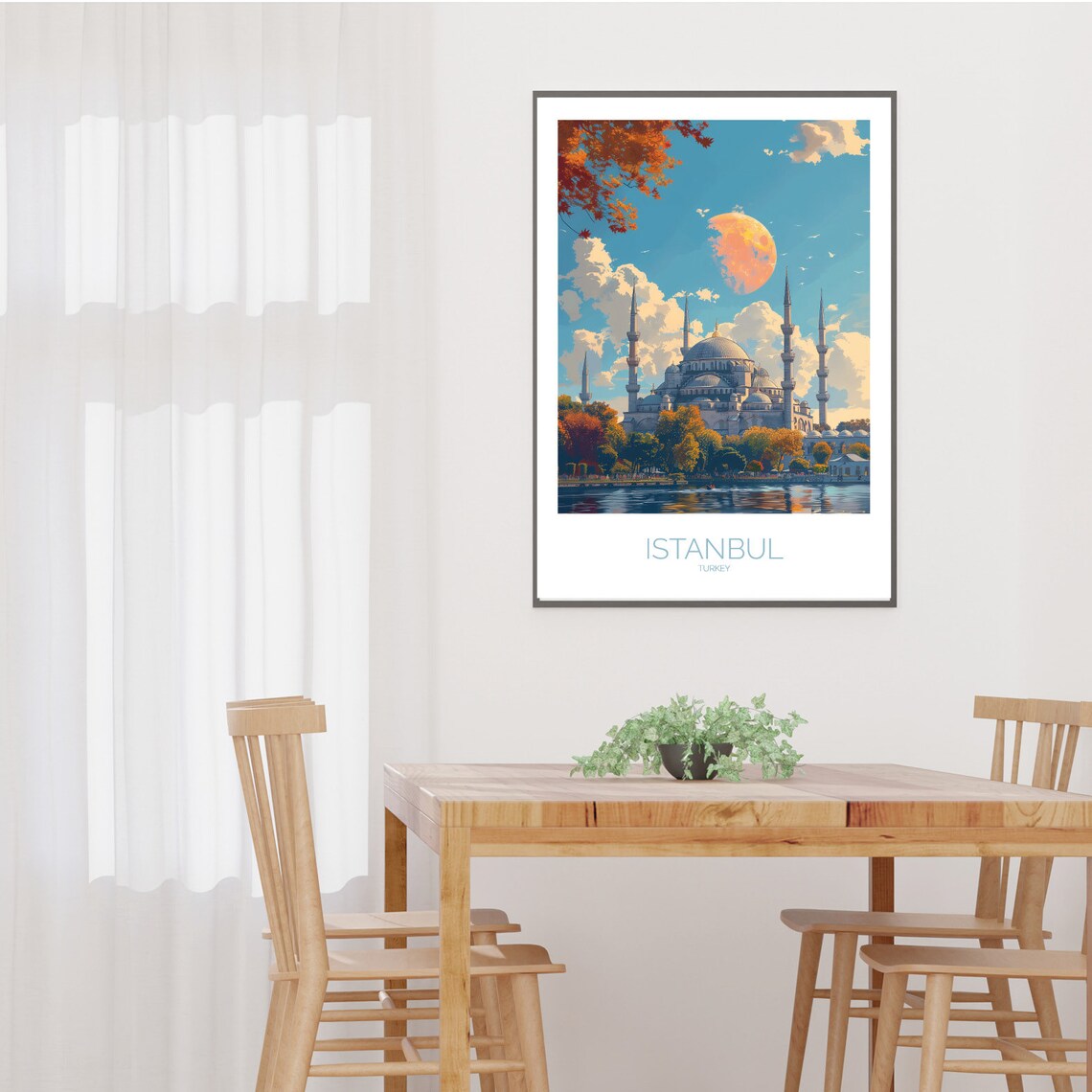 Istanbul Blue Mosque Autumn Sunset Illustration Turkey Travel Poster - Image 2