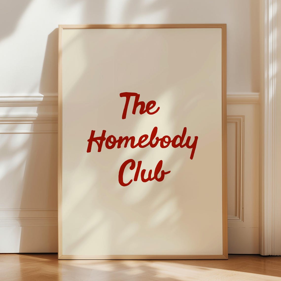 The Homebody Club Red Script Typography Cream Retro Dorm Room Poster