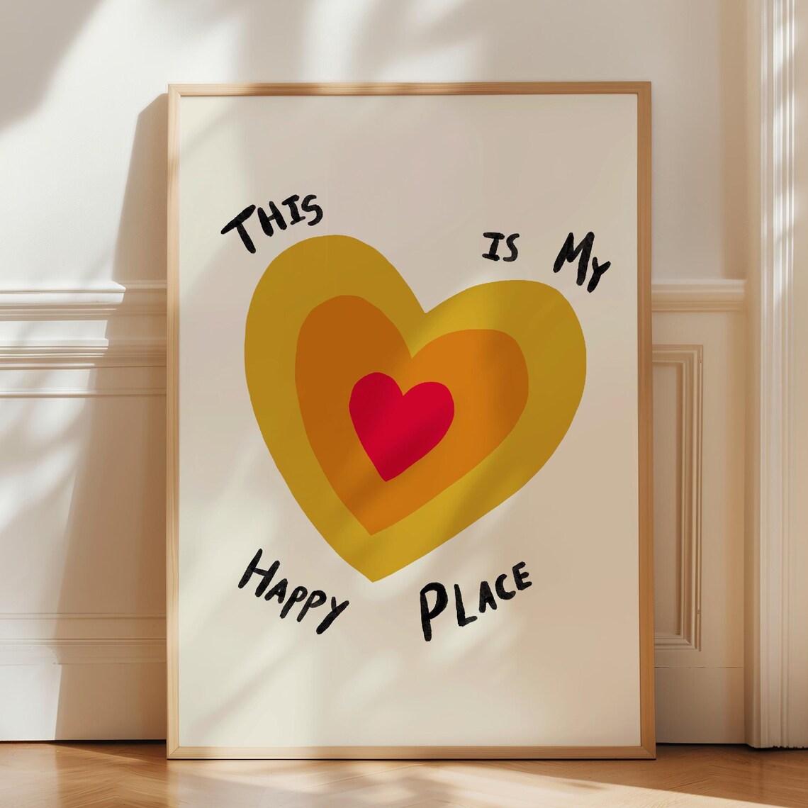 This Is My Happy Place Gold Heart Quote Art Modern Wall Poster