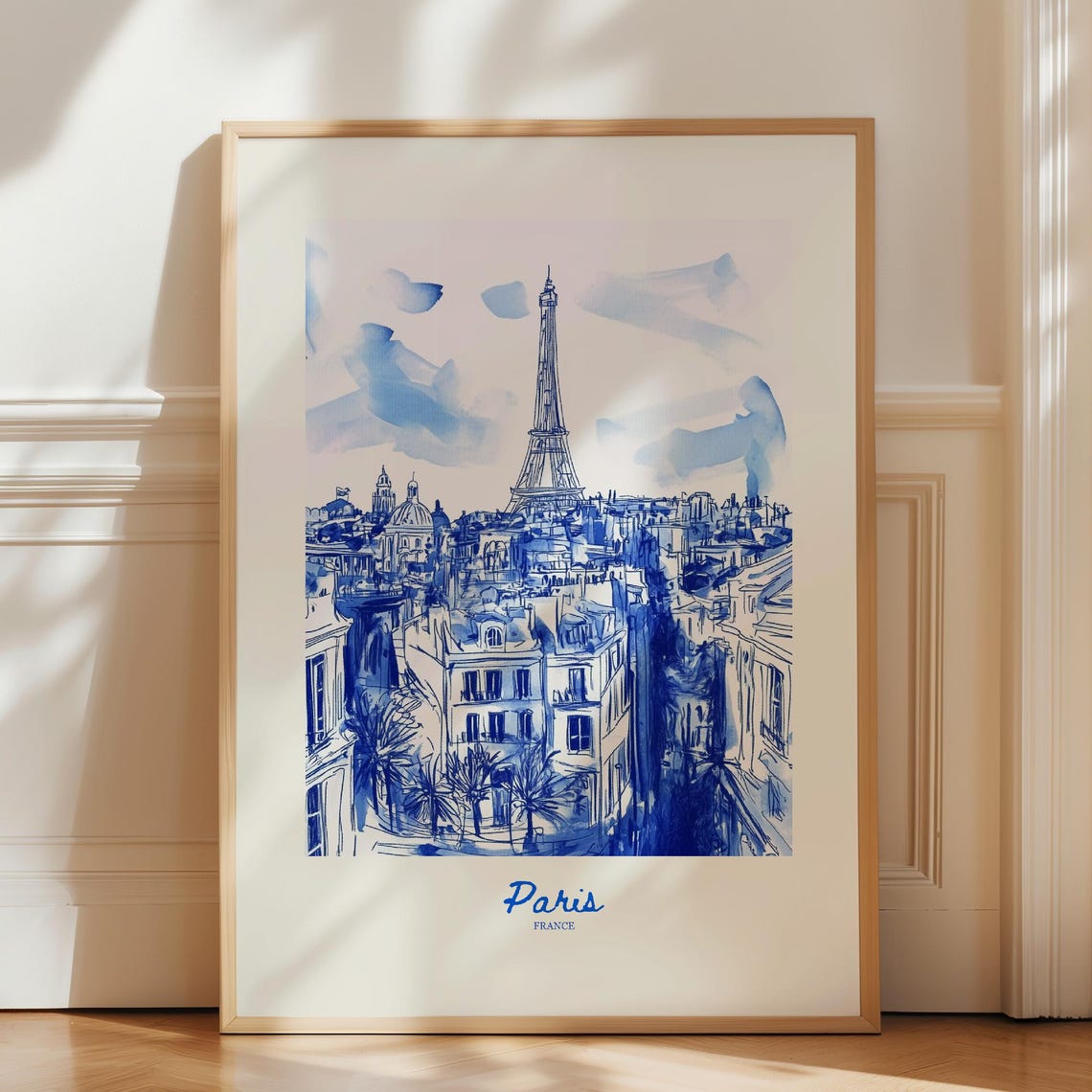 Paris Retro Travel Poster, Europe Wall Art Print