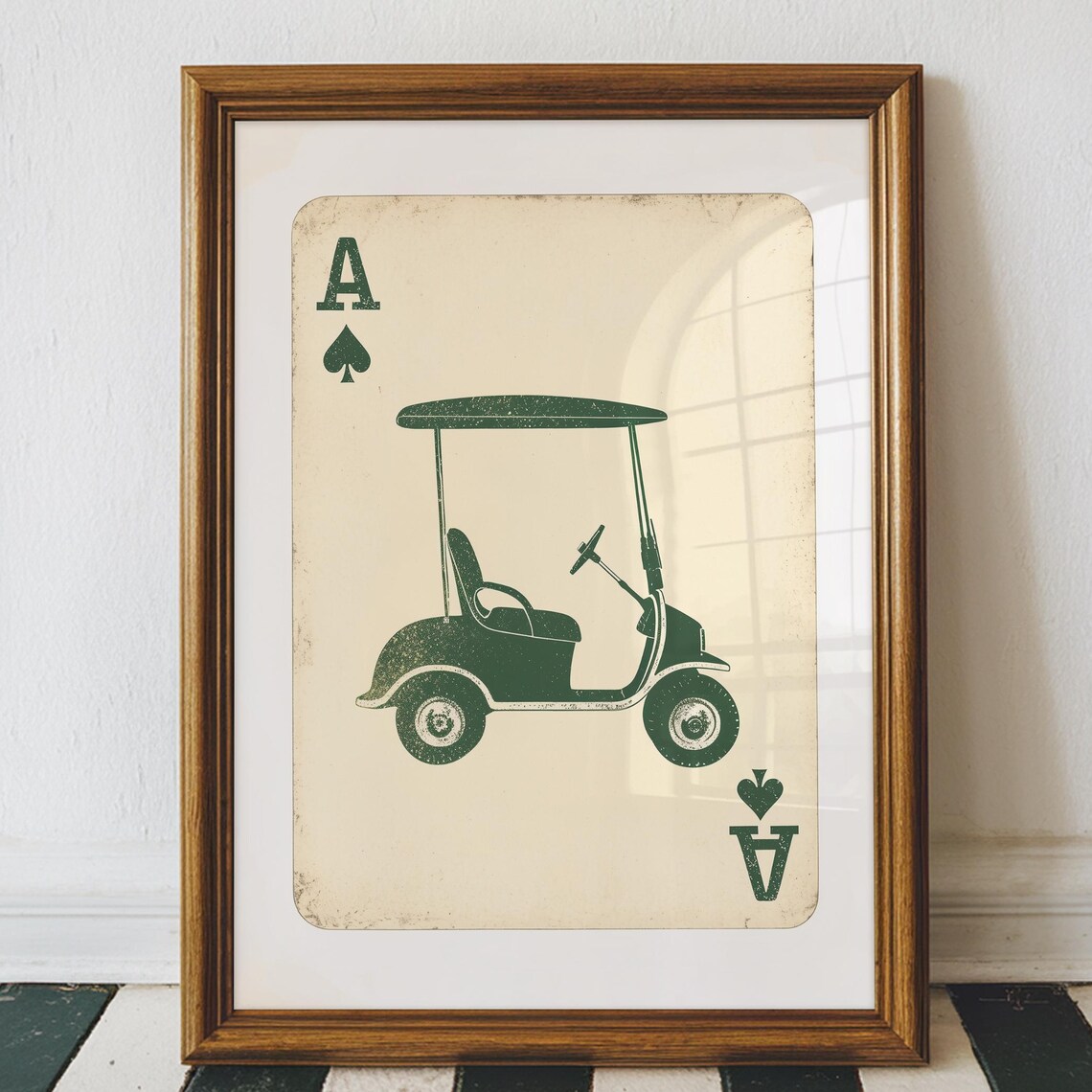 Vintage Golf Cart Card Deck Art Print, Retro Masters