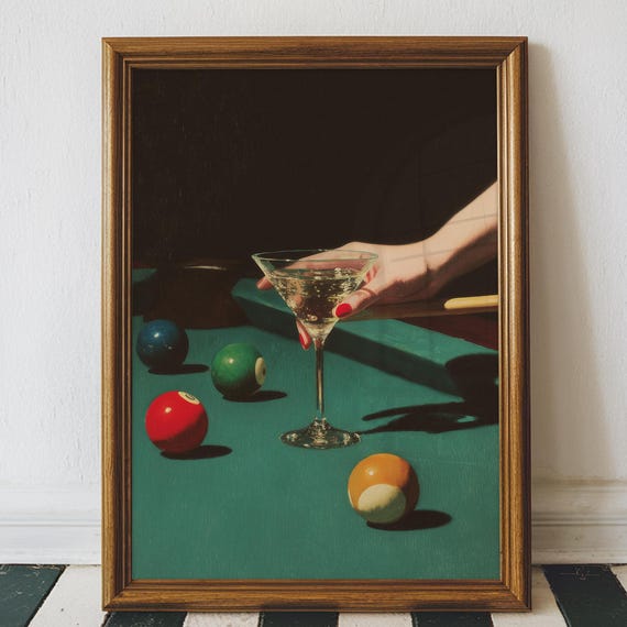 Retro Dirty Martini Billiards Art Print