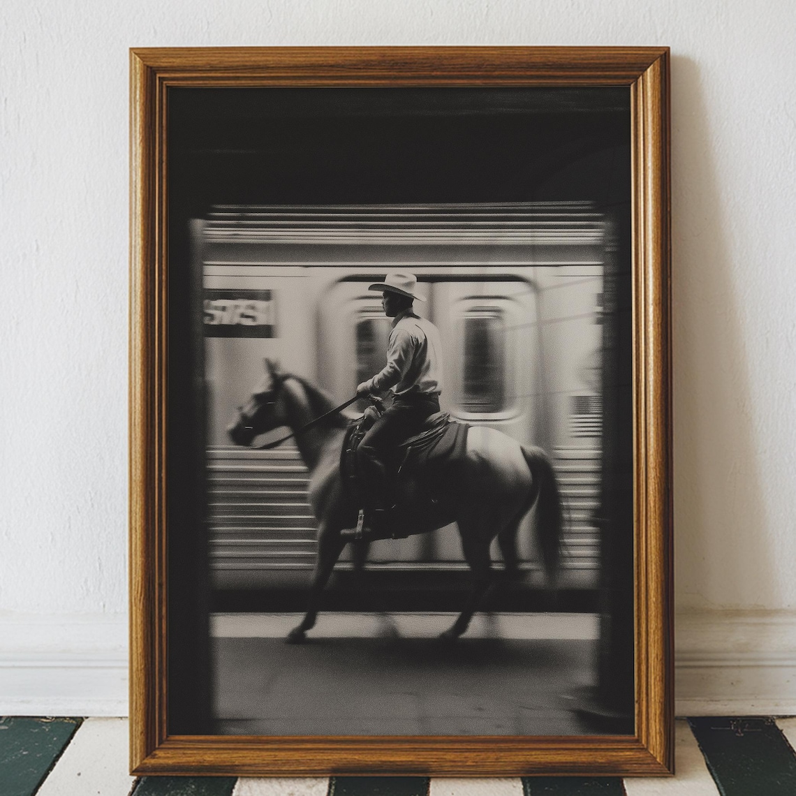 Vintage NYC Cowboy Subway Poster, Travel Poster