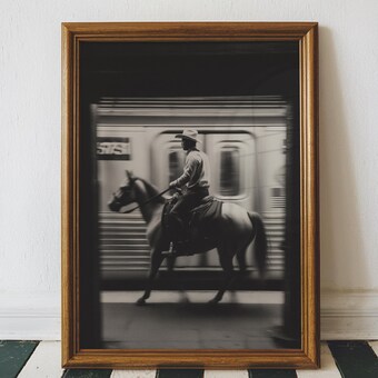 Vintage NYC Cowboy Subway Poster, Travel Poster