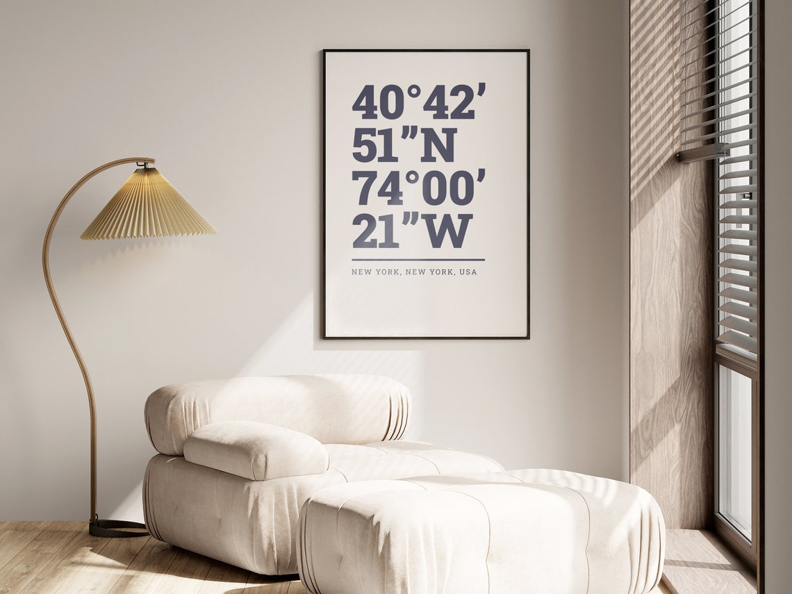 New York City Coordinates Typography Bold Minimalist Art Poster - Image 2