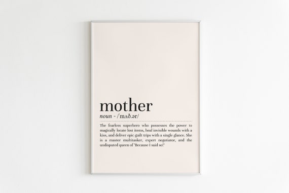 Mother Definition Print Mother Wall Art Definition Print Mother Poster Minimalist Wall Art Wall Art