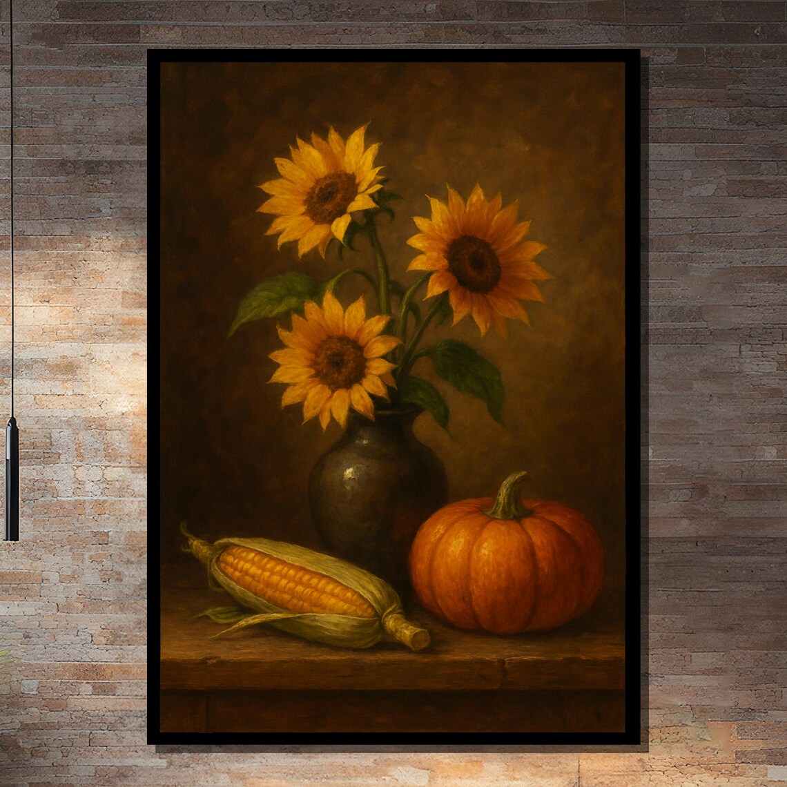Rustic Sunflower and Harvest Still Life, Art Print
