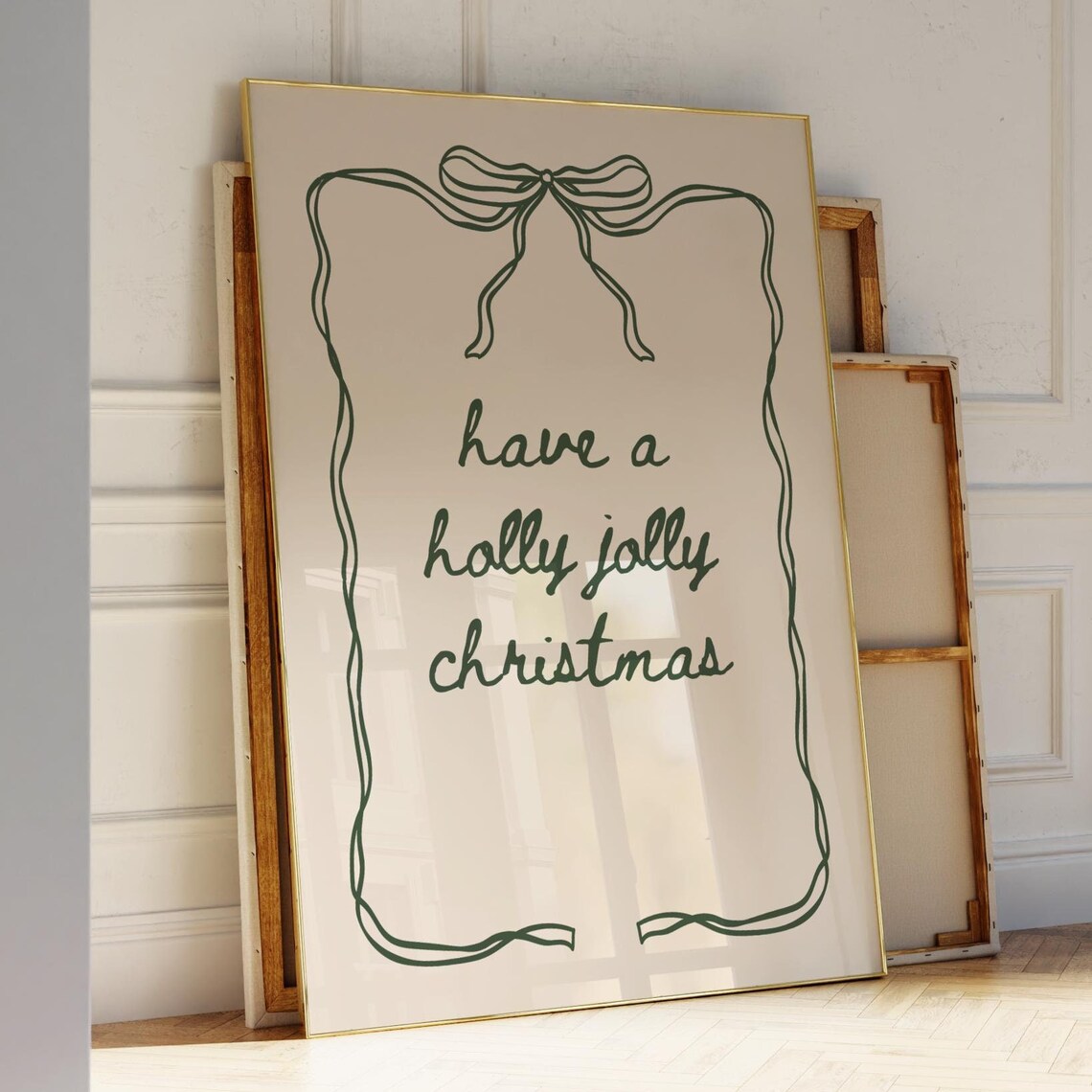 Holly Jolly Christmas Coquette Bow Art Print