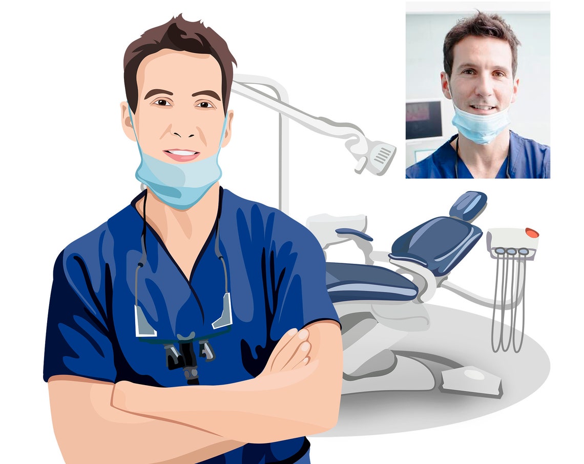 Custom Dental Technologist Portrait Personalized Dentist Gift Print