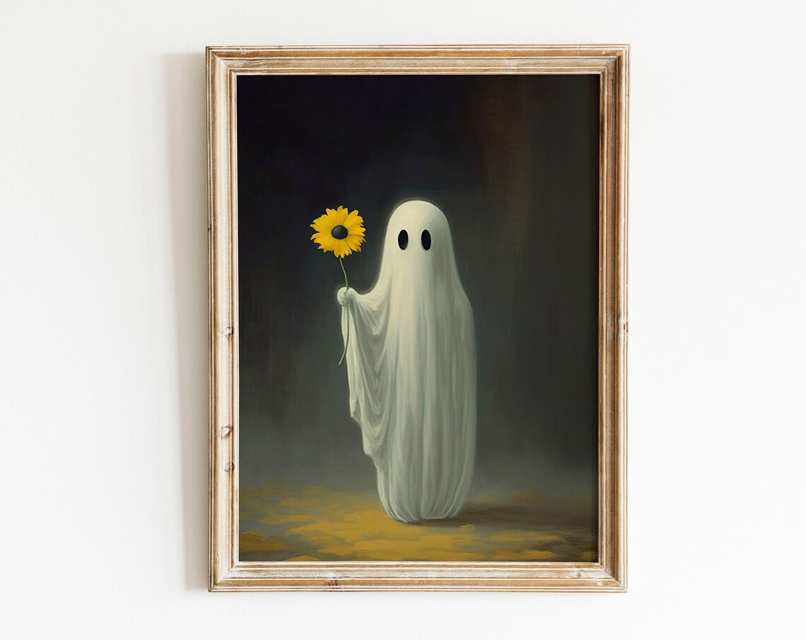 Portrait Holding Flower Cute Gothic Art Print