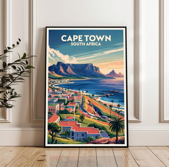 Cape Town Poster South Africa Travel Art Scenic Print City Gift