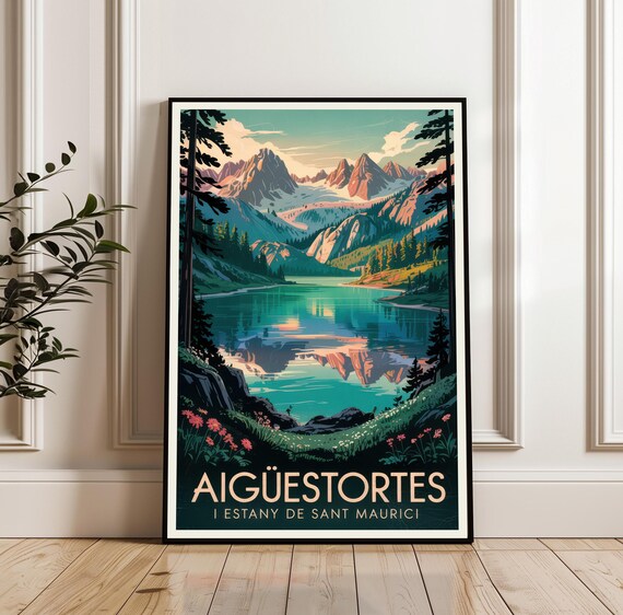 Aigüestortes Catalonia Mountain Lake Reflection Travel Poster